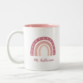 Modern Girly Rainbow Boho Pastel Pink Zweifarbige Tasse