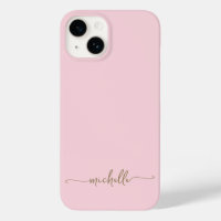 Modern Girly Stylish Blush Pink Gold Name Script