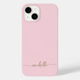 Modern Girly Stylish Blush Pink Gold Name Script Case-Mate iPhone 14 Hülle
