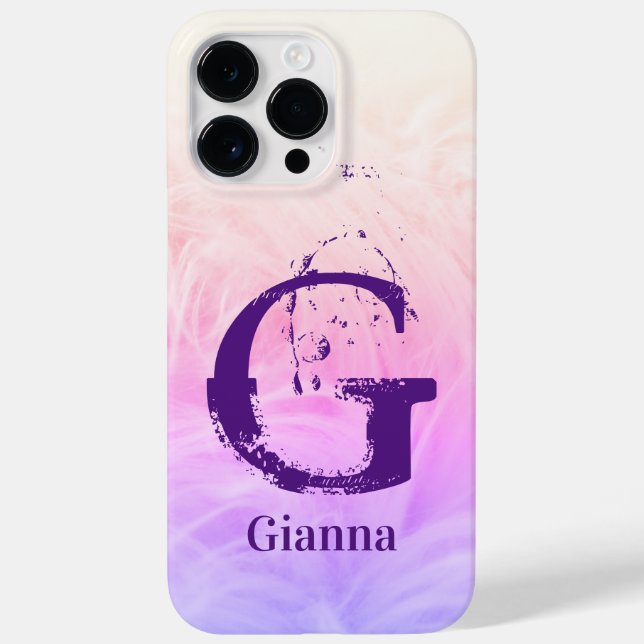 Modern Girly Stylish Trendy Simple Ombre Monogram Case-Mate iPhone Hülle (Rückseite)