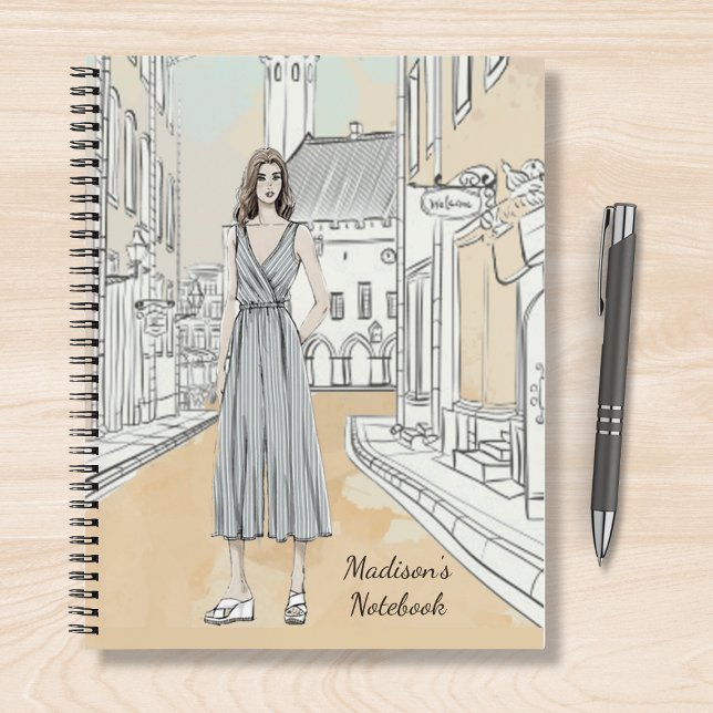 Modern Girly Watercolor Fashion - Personalisierter Notizbuch (Von Creator hochgeladen)