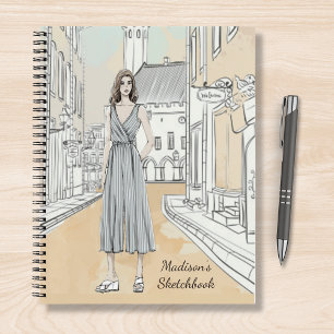 Modern Girly Watercolor Fashion - Personalisierter Notizbuch