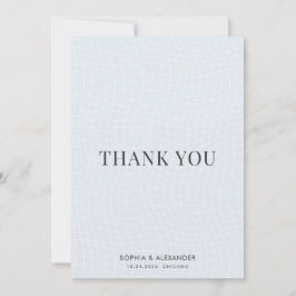 Modern Glacial Blue & Charcoal Warped Grid Dankeskarte