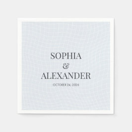 Modern Glacial Blue & Warped Grid Serviette