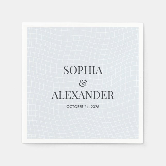 Modern Glacial Blue & Warped Grid Serviette (Vorderseite)