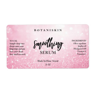 Modern Glam Bokeh Pastel Pink Face Serum Labels