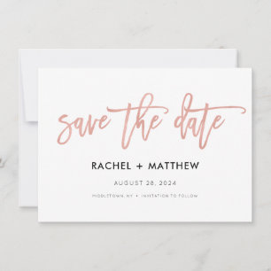 Modern Glam Chic Messe Rose Gold Save the Date