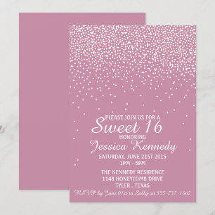 Modern Glam Confetti Sweet 16 Geburtstag Einladung