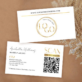 Modern Glam Gold Logo Makeup Beauty Salon QR Code Visitenkarte