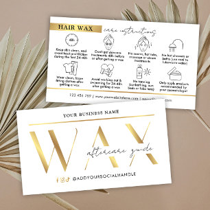 Modern Glam Gold Waxing Aftercare Instructions Visitenkarte