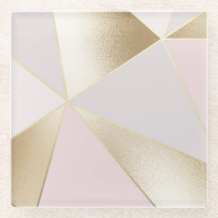 Modern Glam Pink Gold Geometric Glasuntersetzer