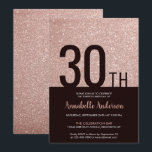 Modern Glam Pink Rose Gold Sparkle 30. Geburtstag Einladung<br><div class="desc">Feiern Sie Ihren Geburtstag mit dieser modernen Glam stilvollen rosa Rose Gold Glitzer Sparkle Geburtstagskarte Einladung.</div>