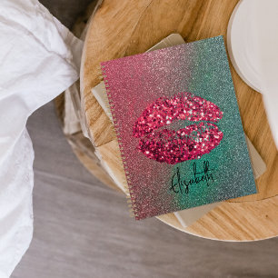 Modern Glam Red Glittery Kiss Lipstick Impressum Planer