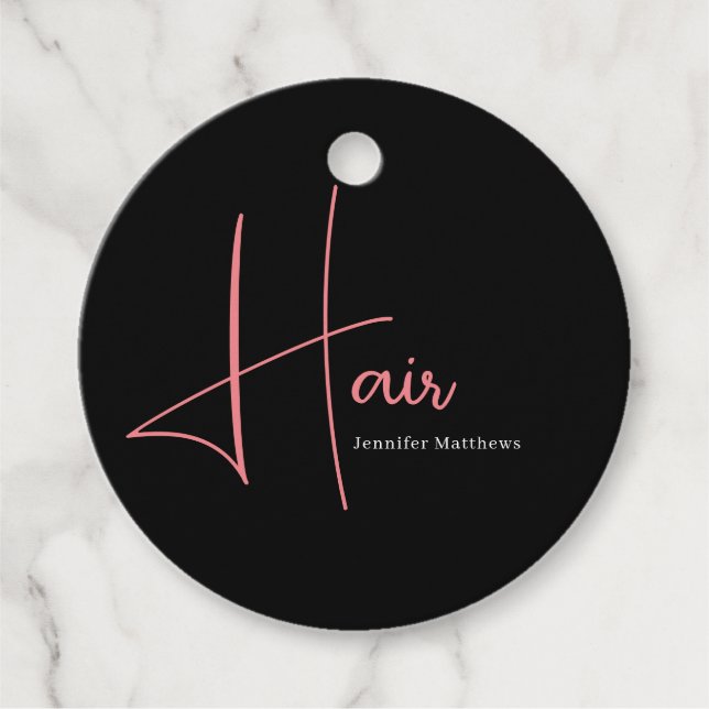 Modern Glam rosa Neonhaar Techniker Maniküre Geschenkanhänger (Vorderseite)