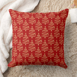 Modern Glam Rot und Imitate Gold Weihnachtsbaum Kissen