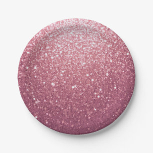 Modern Glamour pink Glitzer Geburtstag Pappteller