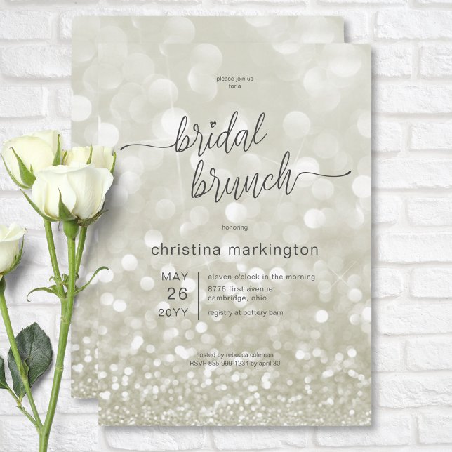 Modern Glamourous Gold Glitzer Bridal Brunch Einladung (Modern Glamourous Gold Glitter Bridal Brunch Invitation)