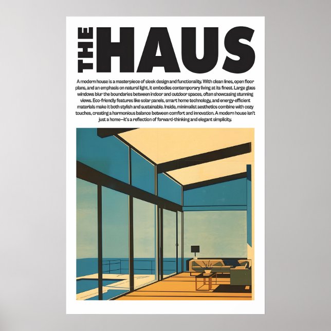 Modern Glass House Art Print Minimalist Poster (Vorne)