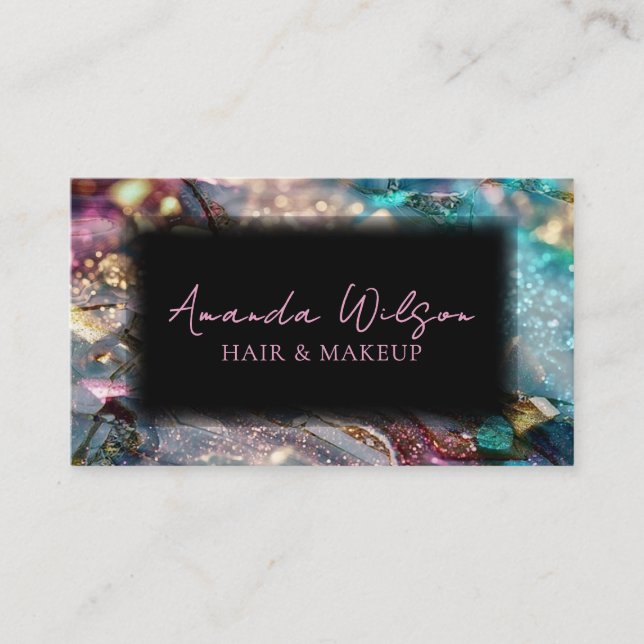 Modern Glitter and Marble Abstract  Business Card Visitenkarte (Vorderseite)