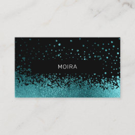 Modern Glitter Drop Aqua-Blau Schwarz Visitenkarte