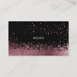 Modern Glitter Drop Rosegold Schwarz Visitenkarte