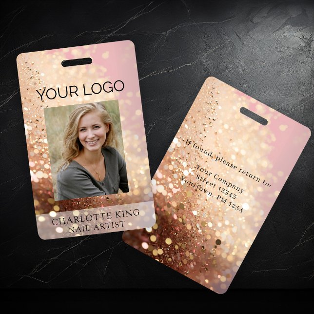 Modern Glitter Employee Photo ID Badge Ausweis (Von Creator hochgeladen)