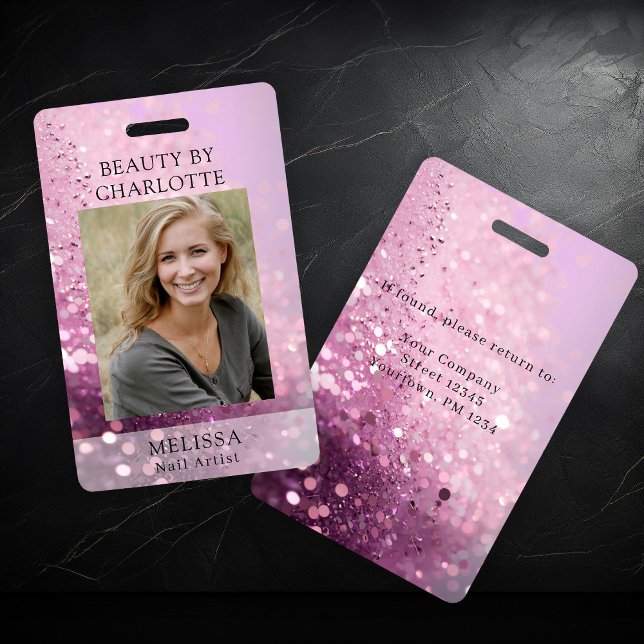 Modern Glitter Employee Photo ID Badge Ausweis (Von Creator hochgeladen)