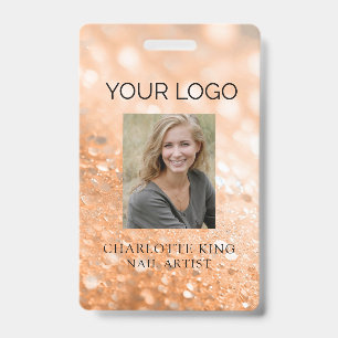 Modern Glitter Employee Photo ID Badge Ausweis