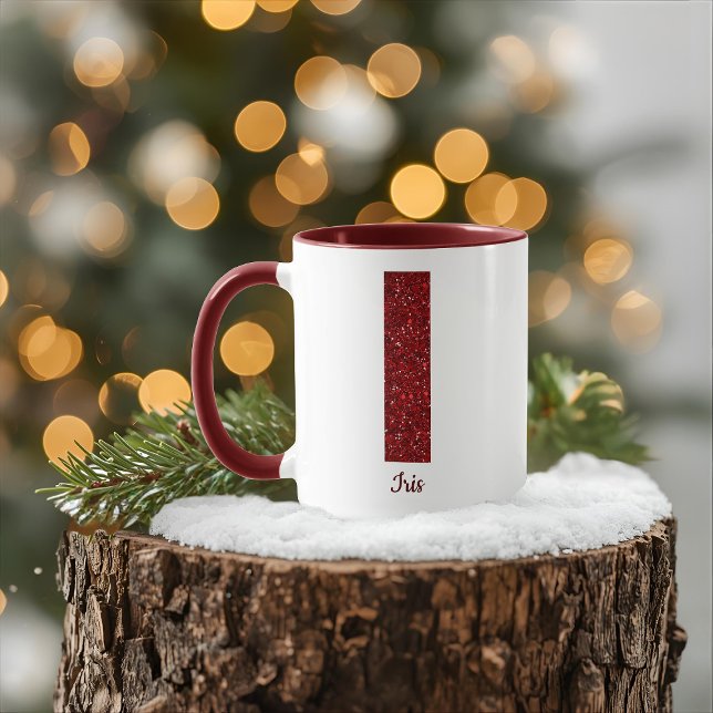 Modern Glitter Monogram I Mug with Name Tasse (Von Creator hochgeladen)