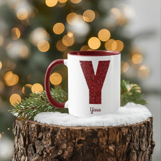 Modern Glitter Monogram Y Mug with Name Tasse