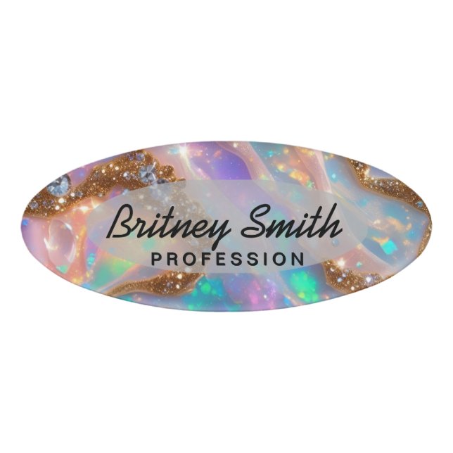 Modern glitter opal background namenschild (Vorderseite)