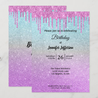 Modern Glitzer Birthday Einladung
