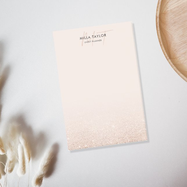 Modern Glitzer Blush Pink Monogram Feminine Logo Post-it Klebezettel (Von Creator hochgeladen)