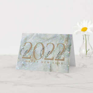 Modern Glitzer Marble Happy New Year 2022 Card Karte