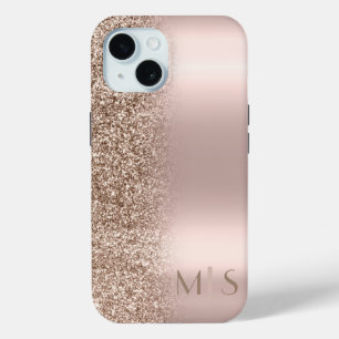 Modern Glitzer Ombre Rose Gold Monogram Case-Mate iPhone Hülle