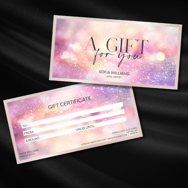 Modern Glitzer Pink Certificate Geschenkkarte (Von Creator hochgeladen)