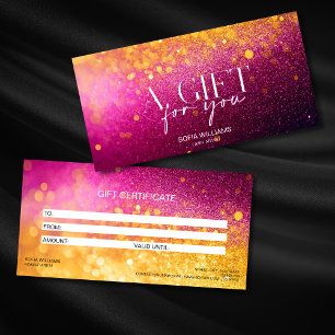 Modern Glitzer Pink Certificate Geschenkkarte