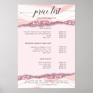 Modern, Glitzer, rosa Preisliste Poster