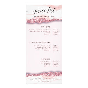 Modern, Glitzer, rosa Preisliste Werbekarte