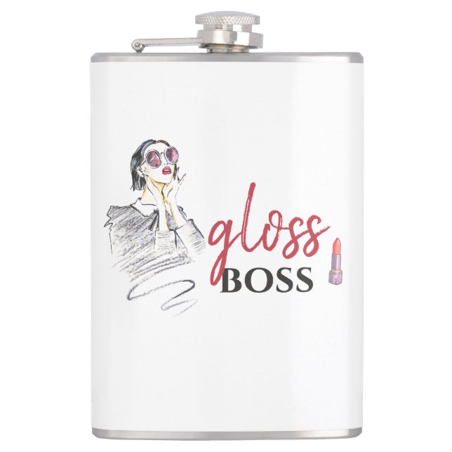 Modern Gloss Boss Schwarzes Meer Flachmann (Vorderseite)