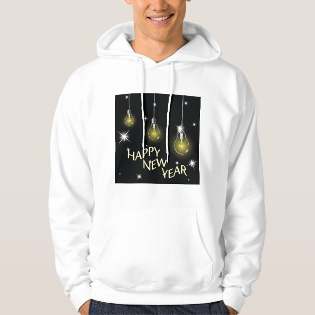 Modern Glowing Light Bulbs Happy New Year Hoodie (Vorderseite)