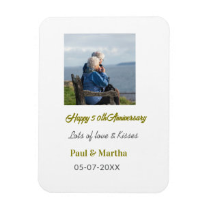 Modern glücklicher 50. Hochzeitstag Name Datum Fot Magnet