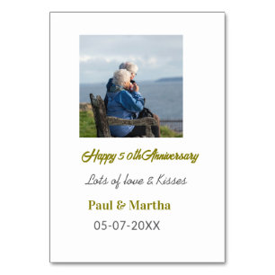 Modern glücklicher 50. Hochzeitstag Name Datum Fot Tischnummer
