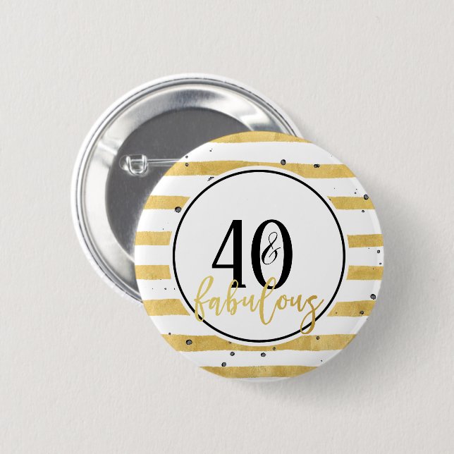 Modern Gold 40 & Fabulous Birthday Confetti Button (Vorne & Hinten)