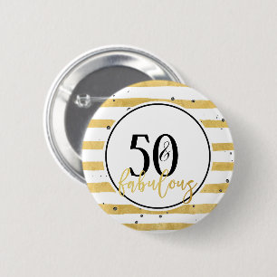 Modern Gold 50 & Fabulous Birthday Confetti Button