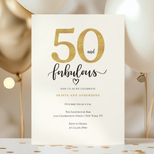 Modern Gold 50 Fantastischer Geburtstag  Einladung