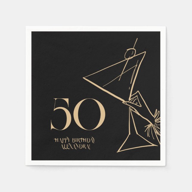 Modern Gold 50. Geburtstag Napkins Serviette (Vorderseite)