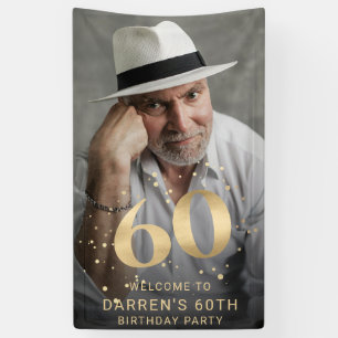 Modern Gold 60. Foto-Geburtstags-Willkommensparty Banner