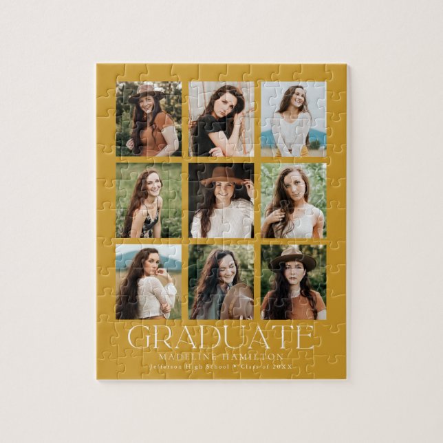 Modern Gold 9 Foto Collage Abschluss Puzzle (Vertikal)
