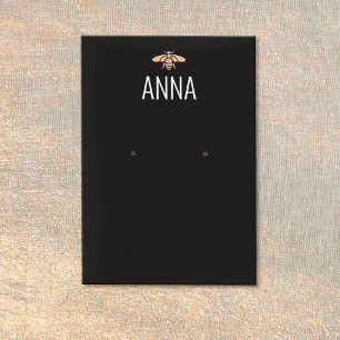 Modern Gold Bee Black Earring Display Card